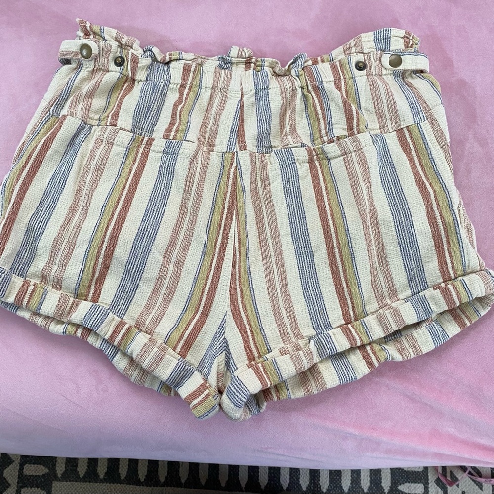 Free People Topanga Yarn Dyed Shorts New Large Boho Paper Bag Pocket striped - Picture 8 of 16